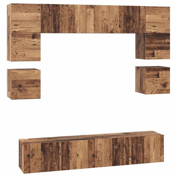 vidaXL TV-Schrankset Wandmontiert 8 pcs Altholz Holzwerkstoff