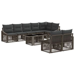 vidaXL Gartensofa-set 9 stk. Grau und Dunkelgrau Poly-Rattan