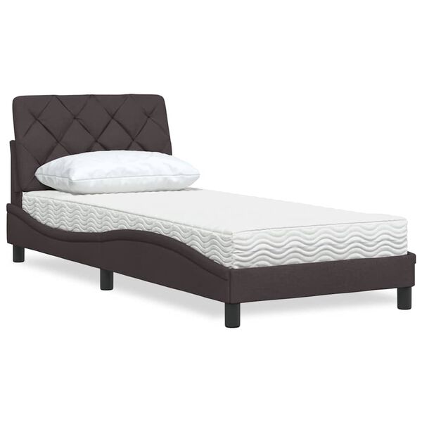 vidaXL Bett mit Matratze Dunkelbraun 90x190 cm Stoff