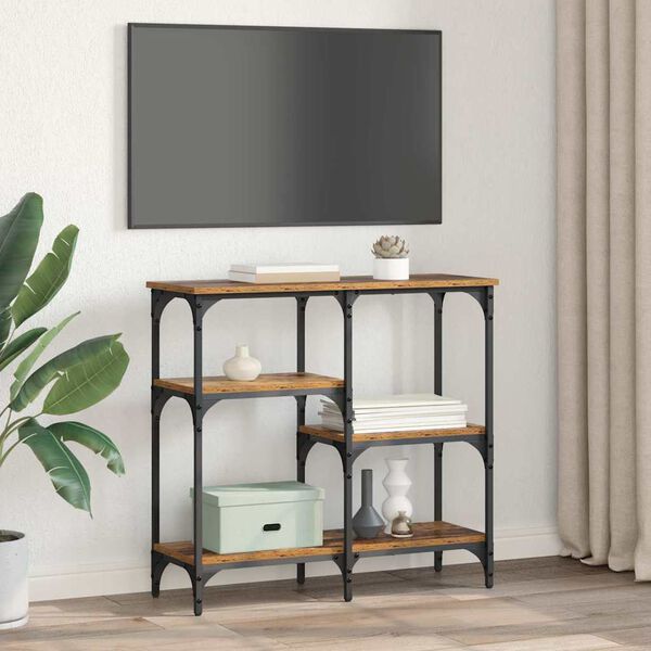 vidaXL Konsolentisch mit Regal Altholz 80 x 29 x 75 cm Holzwerkstoff