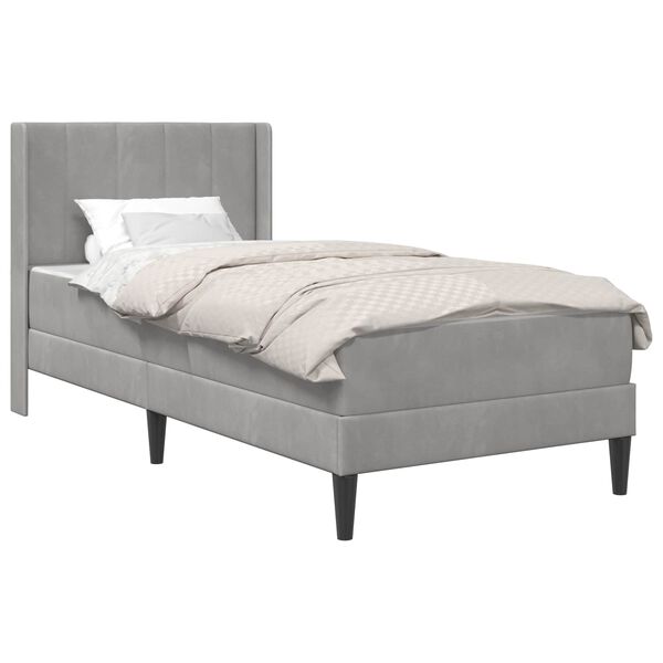 vidaXL Bettrahmen mit Matratze Hellgrau 80 x 200 cm Samt