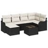 vidaXL Garten-Sofa-Set mit Kissen 7 pcs Schwarz und Wei&szlig; Poly Rattan