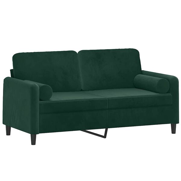 vidaXL 2-Sitzer-Sofa mit Zierkissen Dunkelgr&uuml;n 140 cm Samt