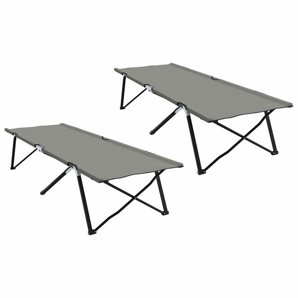 vidaXL Klapp Schlafbett f&uuml;rs Camping 2 pcs Grau 206 x 76 x 74 cm
