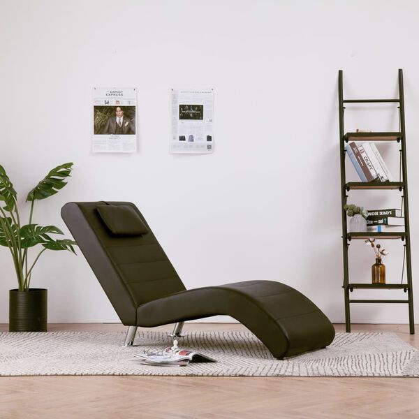 vidaXL Chaiselongue mit Kissen Braun Kunstleder