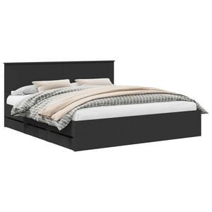 vidaXL Bettrahmen mit Schubladen Schwarz 200 x 200 cm Ingenieurs Holz
