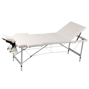Massagetisch mit Aluminiumrahmen, faltbar 3 Zonen Creme-Wei&szlig;