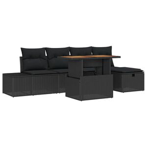vidaXL Garten-Sofa-Set 6 pcs Schwarz Poly-Rattan