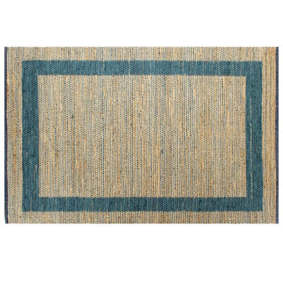 vidaXL Teppich Handgefertigt Jute Blau 120x180 cm