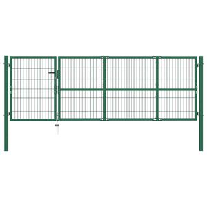 vidaXL Gartentor mit Pfosten 350x100 cm Stahl Gr&uuml;n