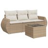vidaXL 4-tlg. Garten-Sofagarnitur mit Kissen Beige Poly Rattan