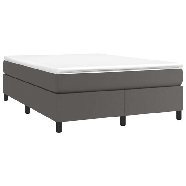 vidaXL Boxspringbett mit Matratze Grau 160x200 cm Kunstleder