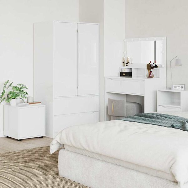 vidaXL Badezimmerschrank Hochglanz Wei&szlig; 40,5 x 40 x 44 cm