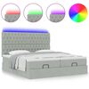 vidaXL Ottoman-Bett mit Matratzen & LEDs Hellgrau 200x200 cm Samt