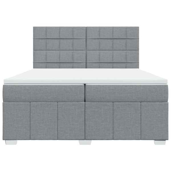 vidaXL Boxspringbett mit Matratze Hellgrau 200x200 cm Stoff