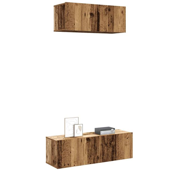 vidaXL 2-tlg. TV-Schrank-Set Wandmontage Altholz-Optik Holzwerkstoff
