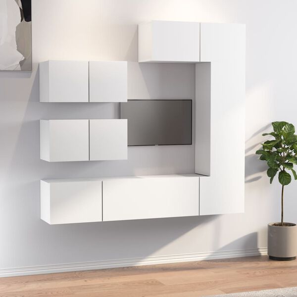 vidaXL 6-tlg. TV-Schrank-Set Wei&szlig; Holzwerkstoff