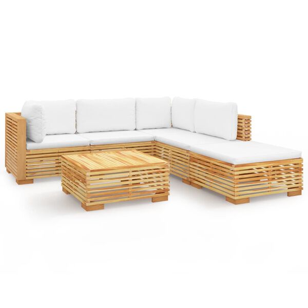 vidaXL 6-tlg. Garten-Lounge-Set mit Kissen Massivholz Teak