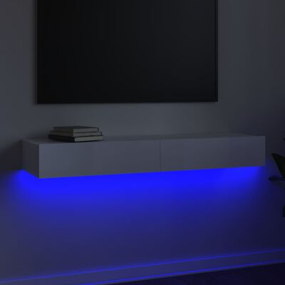 vidaXL TV-Schrank mit LED-Leuchten Hochglanz-Weiß 120x35x15,5 cm
