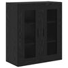 vidaXL Highboard 2 pcs Schwarz Eichen-Optik Engineered Wood und Glas