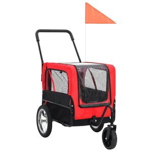 vidaXL 2-in-1 Fahrradanh&auml;nger f&uuml;r Hunde und Buggy Rot und Schwarz