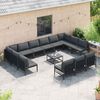 vidaXL Gartensofa-set mit Kissen 14 pcs Schwarz Stahl