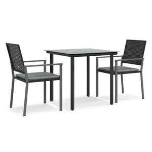 vidaXL 3-tlg. Garten-Essgruppe mit Kissen Poly Rattan und Stahl