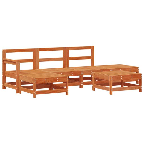 vidaXL Garten-Lounge-Set 6 pcs Wachsbraun Massives Kiefernholz