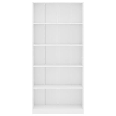 vidaXL Bücherregal 5 Fächer Weiß 80x24x175 cm Holzwerkstoff