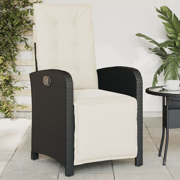 vidaXL Gartensessel mit Fußteil 2 Stk. Verstellbar Schwarz Poly Rattan
