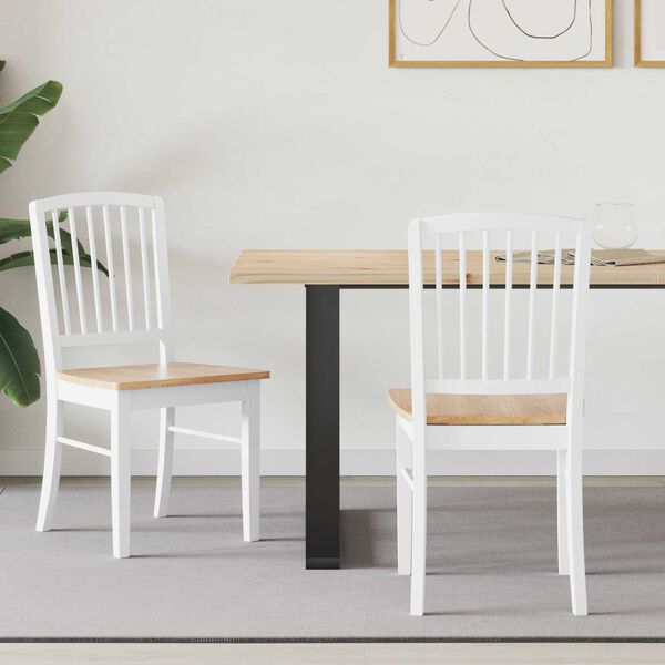 vidaXL Esszimmerst&uuml;hle 2 pcs Wei&szlig; 50 x 52,5 x 91 cm Massives Gummiholz