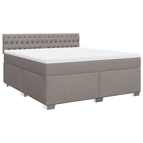 vidaXL Boxspringbett mit Matratze Taupe 180x200 cm Stoff