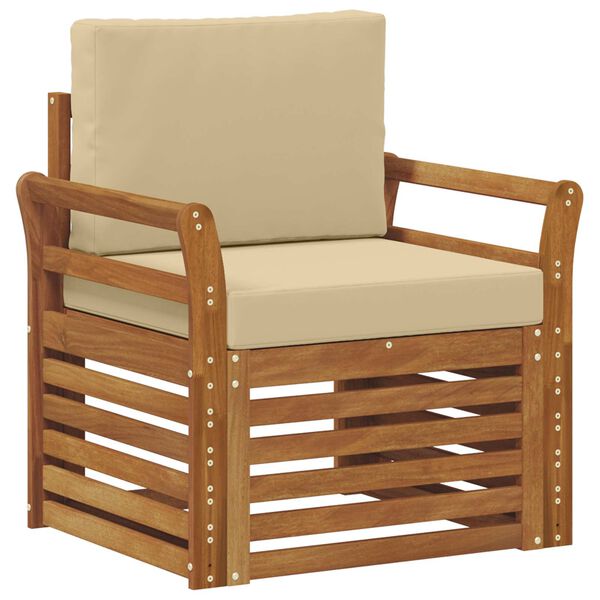 vidaXL Outdoor-Sofagarnitur mit Kissen Natur 75,5 x 63 x 73 cm