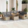 vidaXL 9-tlg. Garten-Sofagarnitur mit Kissen Beige Poly Rattan Akazie