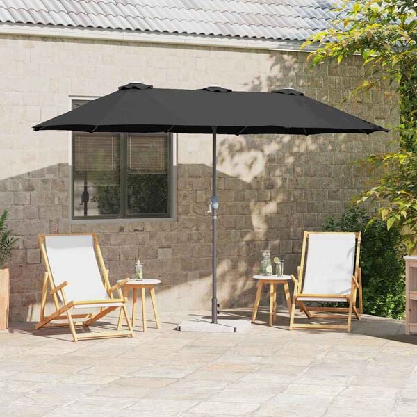 vidaXL Gartenparasol Schwarz 370 x 197 x 239 cm