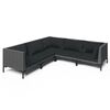 vidaXL 5-tlg. Garten-Lounge-Set mit Kissen Poly Rattan Dunkelgrau