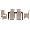 vidaXL Garten Essgruppe mit Kissen 7 pcs Beige Poly-Rattan