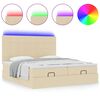 vidaXL Ottoman-Bett mit Matratzen & LEDs Creme 200x200 cm Stoff