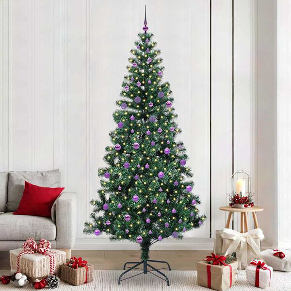 vidaXL Künstlicher vorbeleuchteter Weihnachtsbaum Grün 240 cm
