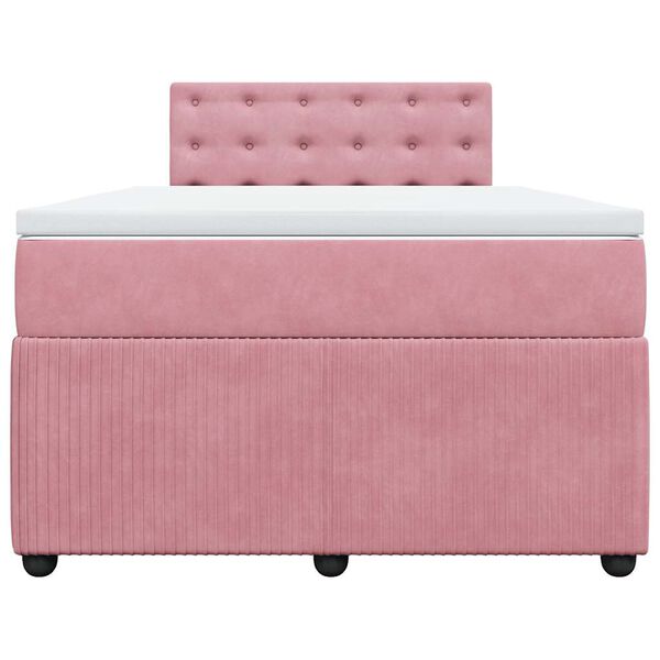 vidaXL Boxspringbett mit Matratze Rosa 120x190 cm Samt
