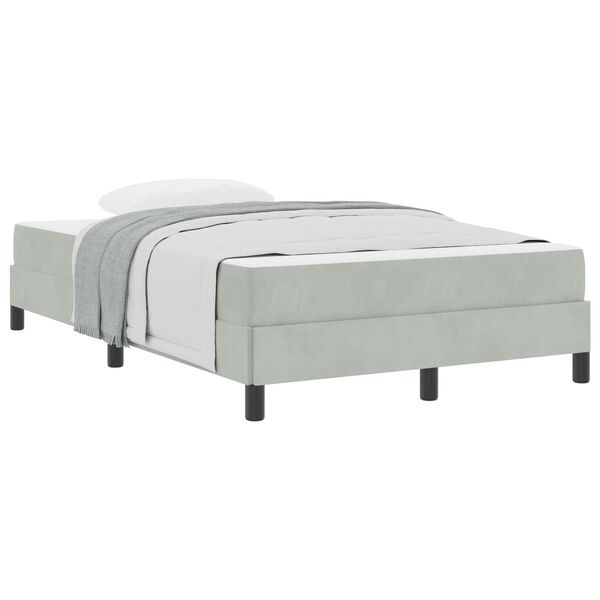 vidaXL Boxspringbett mit Matratze Hellgrau 120 x 200 cm Stoff