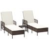vidaXL Sonnenliege 3 Stk. Poly-Rattan Braun und Creme Wei&szlig;