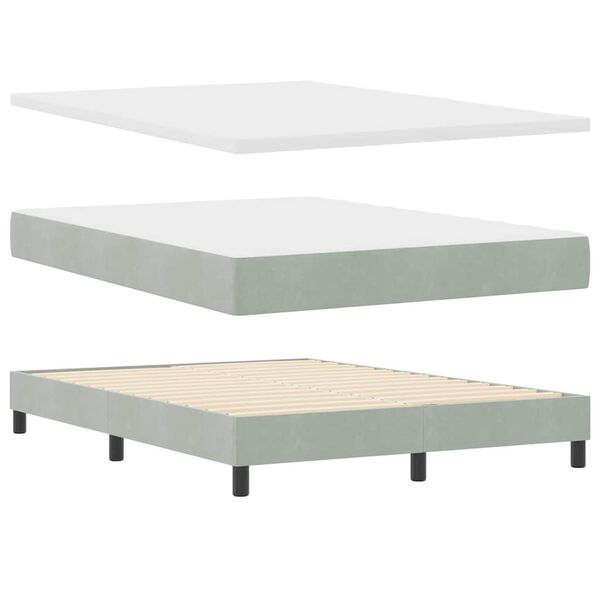 vidaXL Boxspringbett mit Matratze Hellgrau 200 x 140 cm Polyester