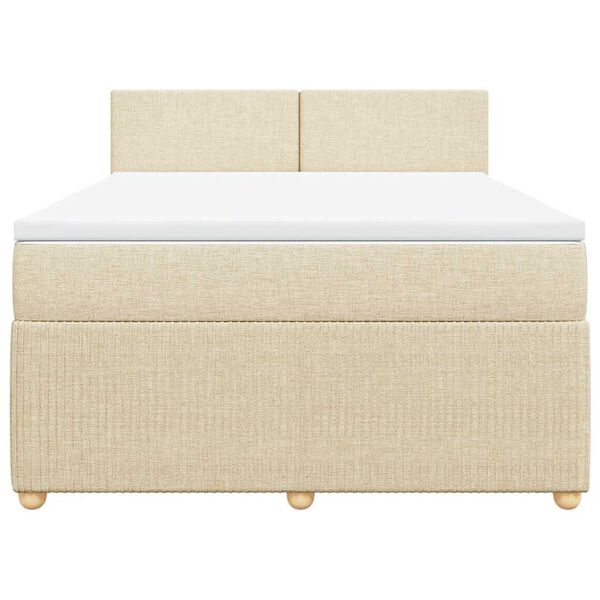 vidaXL Boxspringbett mit Matratze Creme 140x200 cm Stoff