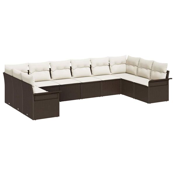 vidaXL Gartensofa-set mit Speicher 10 pcs Braun Poly-Rattan