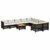 vidaXL 10-tlg. Garten-Sofagarnitur mit Kissen Schwarz Poly Rattan