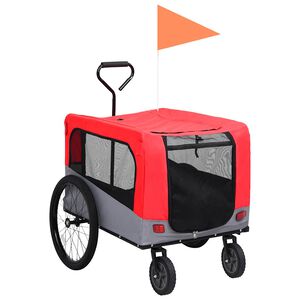 vidaXL 2-in-1 Fahrradanh&auml;nger f&uuml;r Hunde und Buggy Rot und Grau