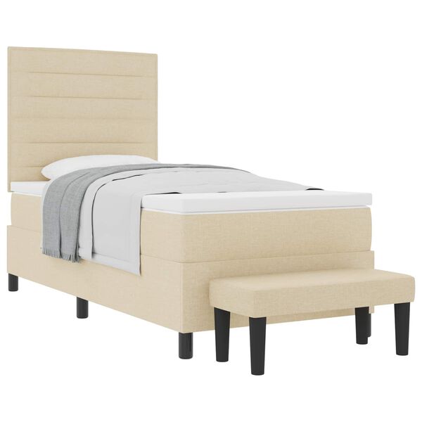 vidaXL Boxspringbett mit Matratze Creme 100 x 200 cm Stoff