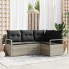 vidaXL Sofa Set mit Kissen Hellgrau Poly Rattan