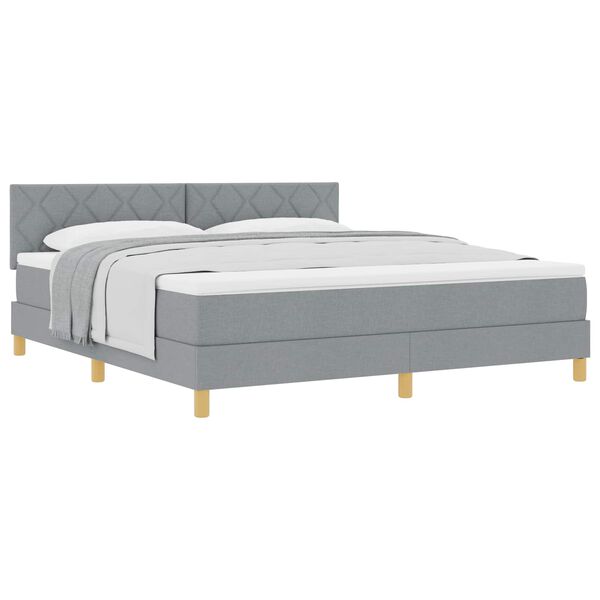 vidaXL Boxspringbett mit Matratze Hellgrau 180 x 200 cm Stoff